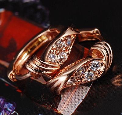 13x5mm 8-stone CZ ROSE 18KRGP HOOP EARRINGS